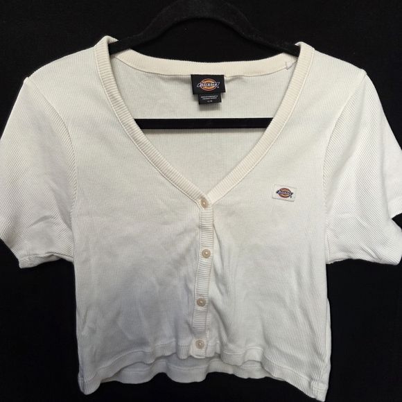 Dickies Cream Button-Up Top Size Large - Picture 1 of 7